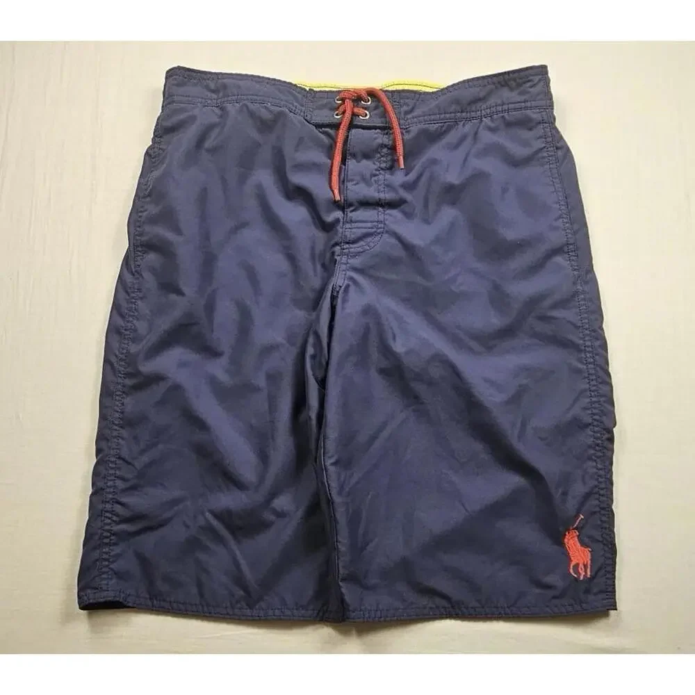 Polo Ralph Lauren Big Pony‎ Boys Lined Swim Trunks XL 18-20 Navy Blue Suit